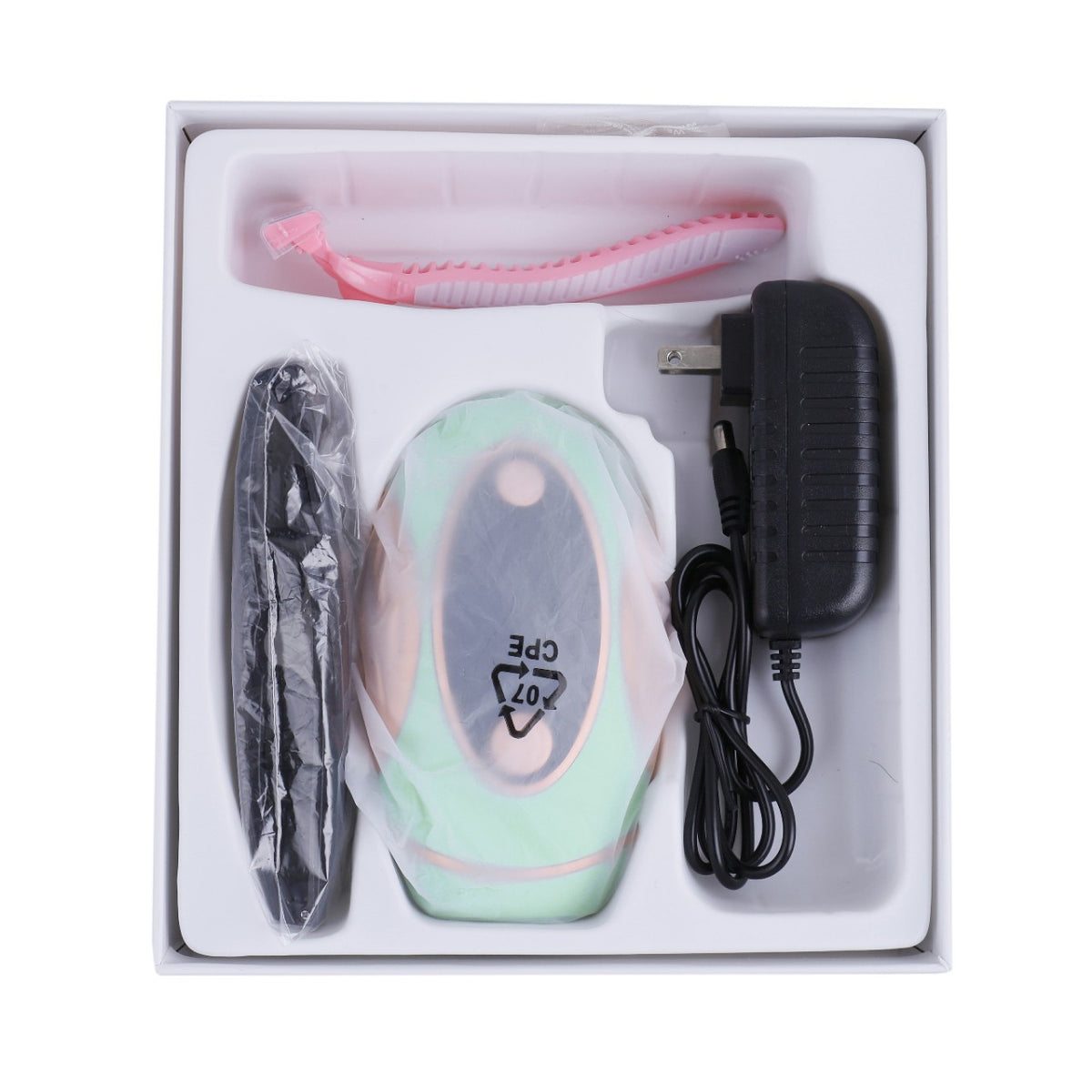 At-Home IPL Hair Removal Device, green with glass lamp