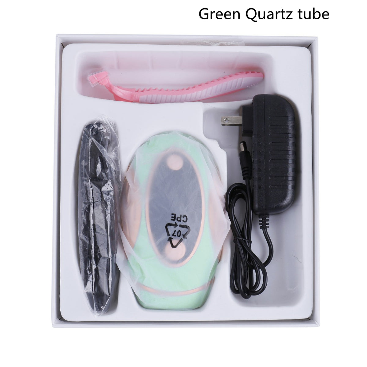 At-Home IPL Hair Removal Device, green with quartz lamp